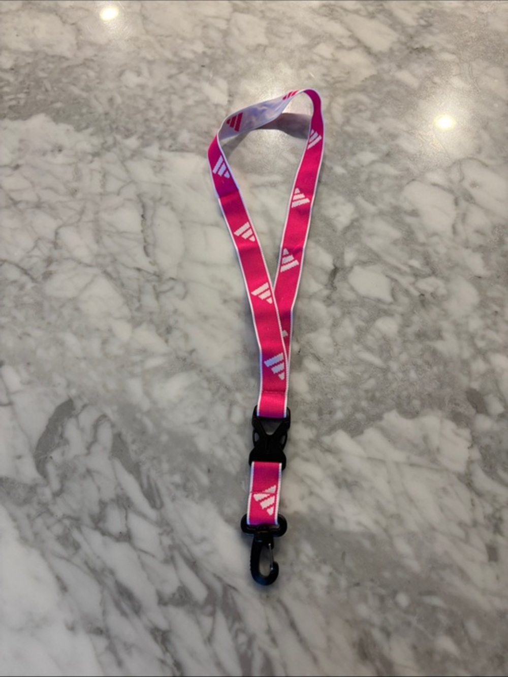 adidas Hot Pink Logo Lanyard with Black Clip